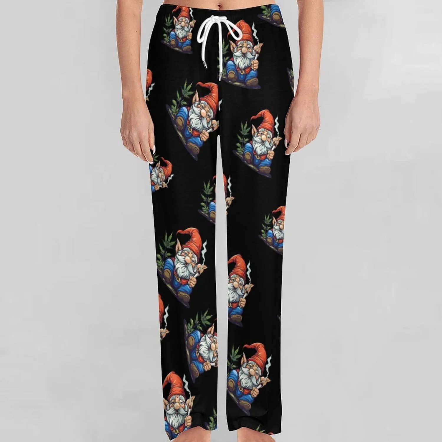 Funny Weed Gnome Pajama Pants with Pockets Print Loungewear Bottoms Soft Sleep Pants for Men Women