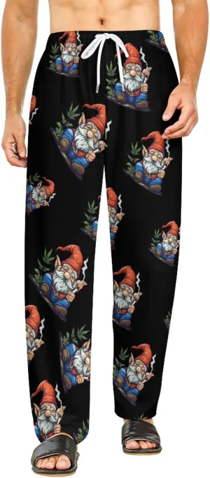 Funny Weed Gnome Pajama Pants with Pockets Print Loungewear Bottoms Soft Sleep Pants for Men Women