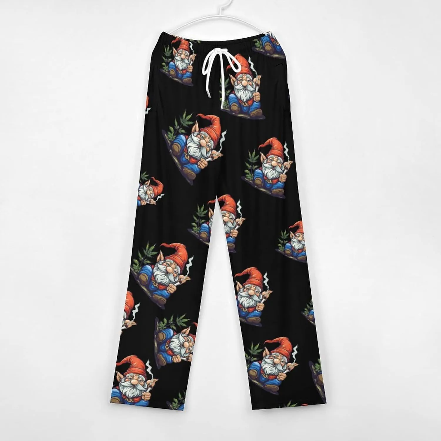 Funny Weed Gnome Pajama Pants with Pockets Print Loungewear Bottoms Soft Sleep Pants for Men Women