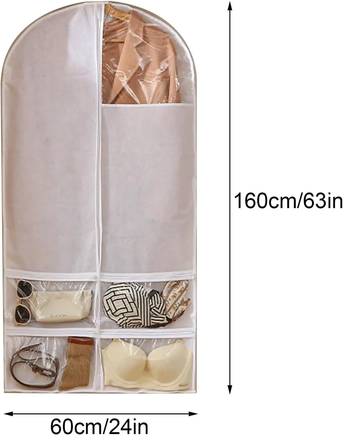 Garment Bags, Travel Garments Bag with Handles can be Used for Travel Storage, Suitable for Coats, Jackets, Sweaters(Black,60x160cm x63in)