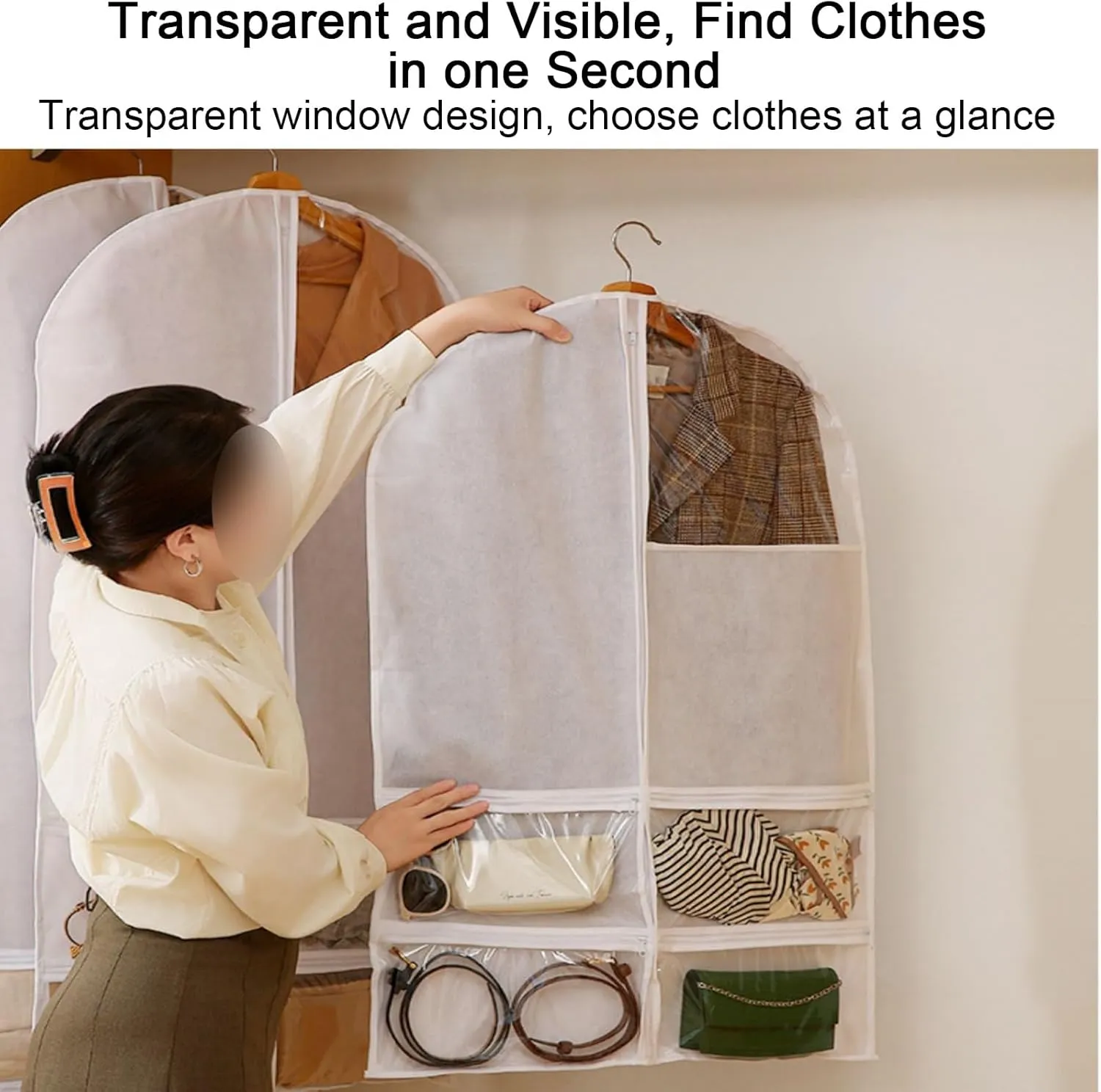 Garment Bags, Travel Garments Bag with Handles can be Used for Travel Storage, Suitable for Coats, Jackets, Sweaters(Black,60x160cm x63in)