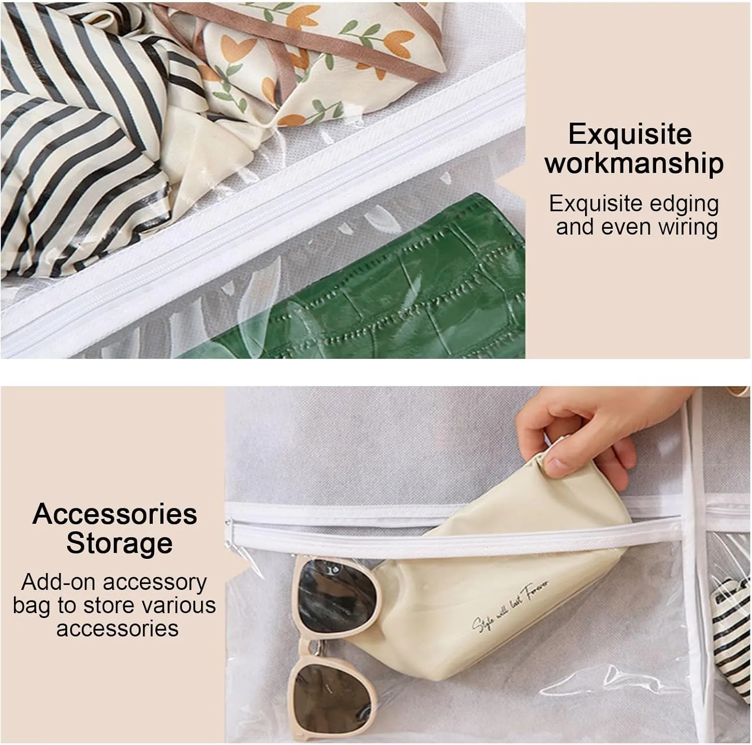Garment Bags, Travel Garments Bag with Handles can be Used for Travel Storage, Suitable for Coats, Jackets, Sweaters(Black,60x160cm x63in)