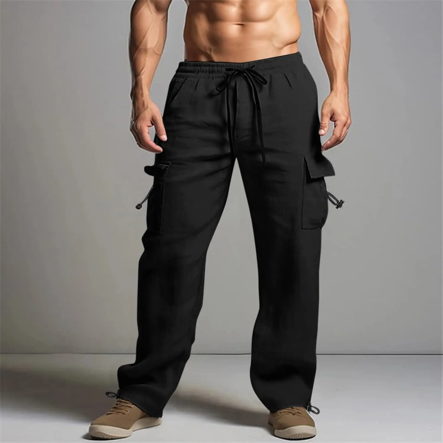 GIERIDUC Mens Heavyweight Fleece Sweatpants Dress Pants for Muscular Legs Pajama Pants for Tall Guys Athletic Outfits for Men