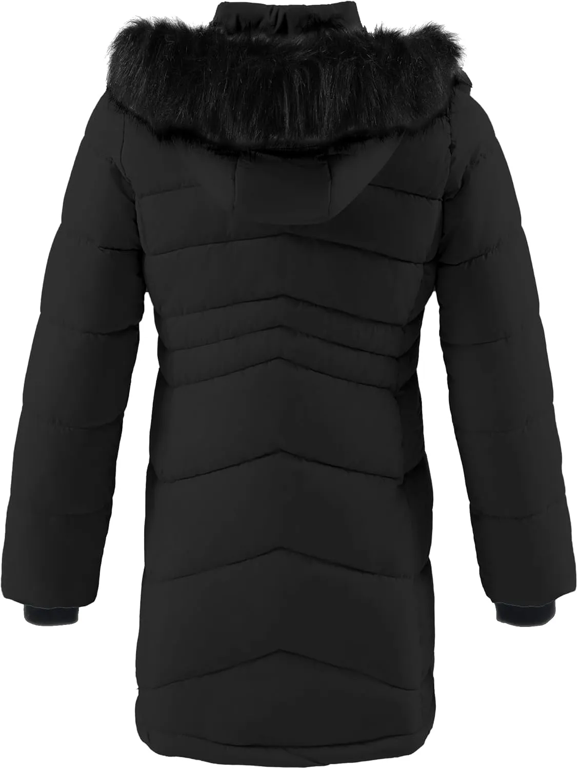 Girl's Winter Coats Kids Waterproof Long Puffer Jacket Thicken Fleece Lined Ski Parka with Detachable Fur Hooded