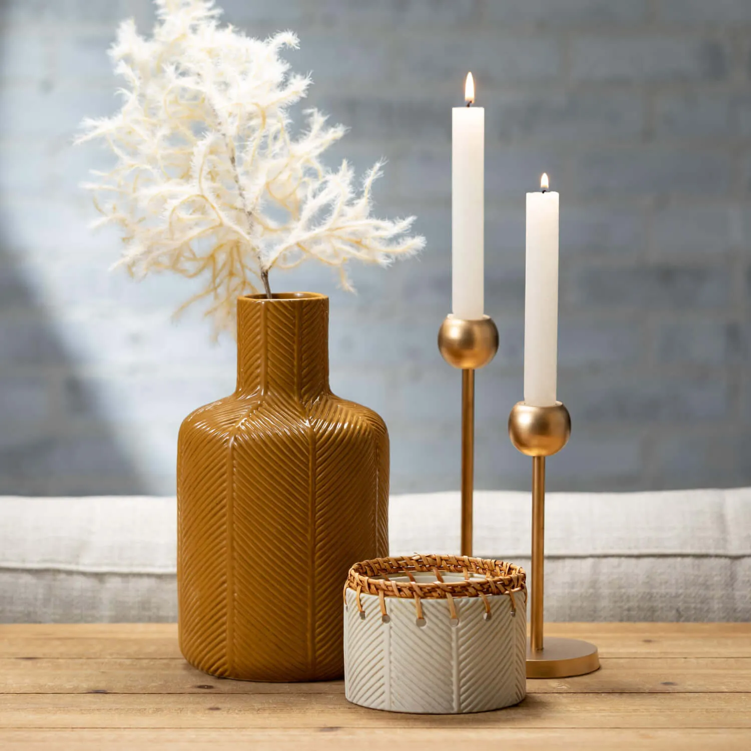 Gold Taper Candle Holder Set