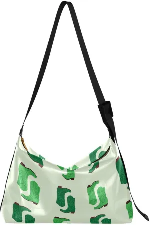 Green Cowboy Boots Hobo Crossbody Bags for Women Leather Large Shoulder Bag Cross Body Trendy Womens Tote Bags Handbag for Travel Shopping