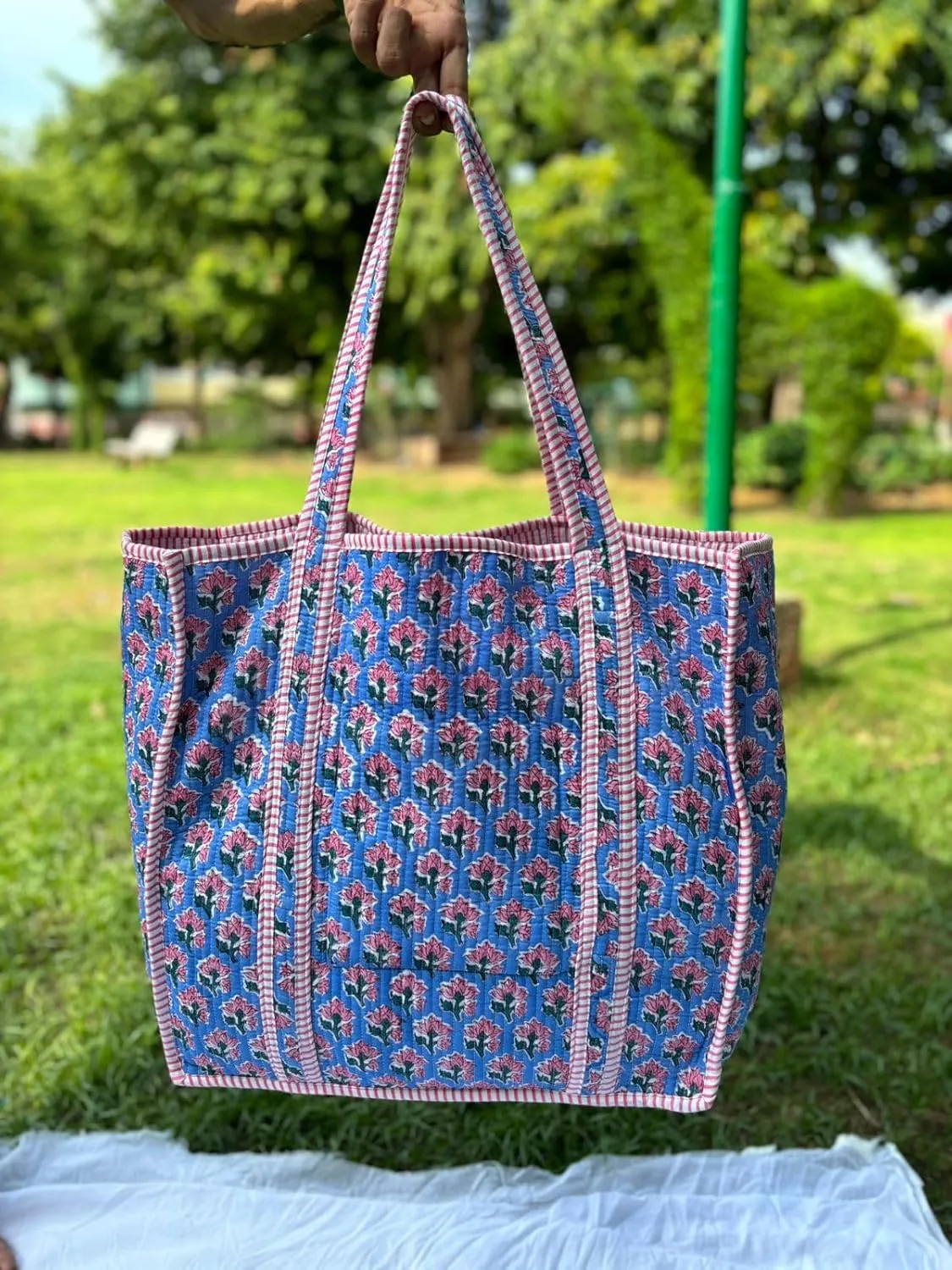 Handmade Large Tote Bag/Indian Quilted Tote Bags/Grocery Bag/Women Shopping Totes bag/Cotton Shoulder Bag