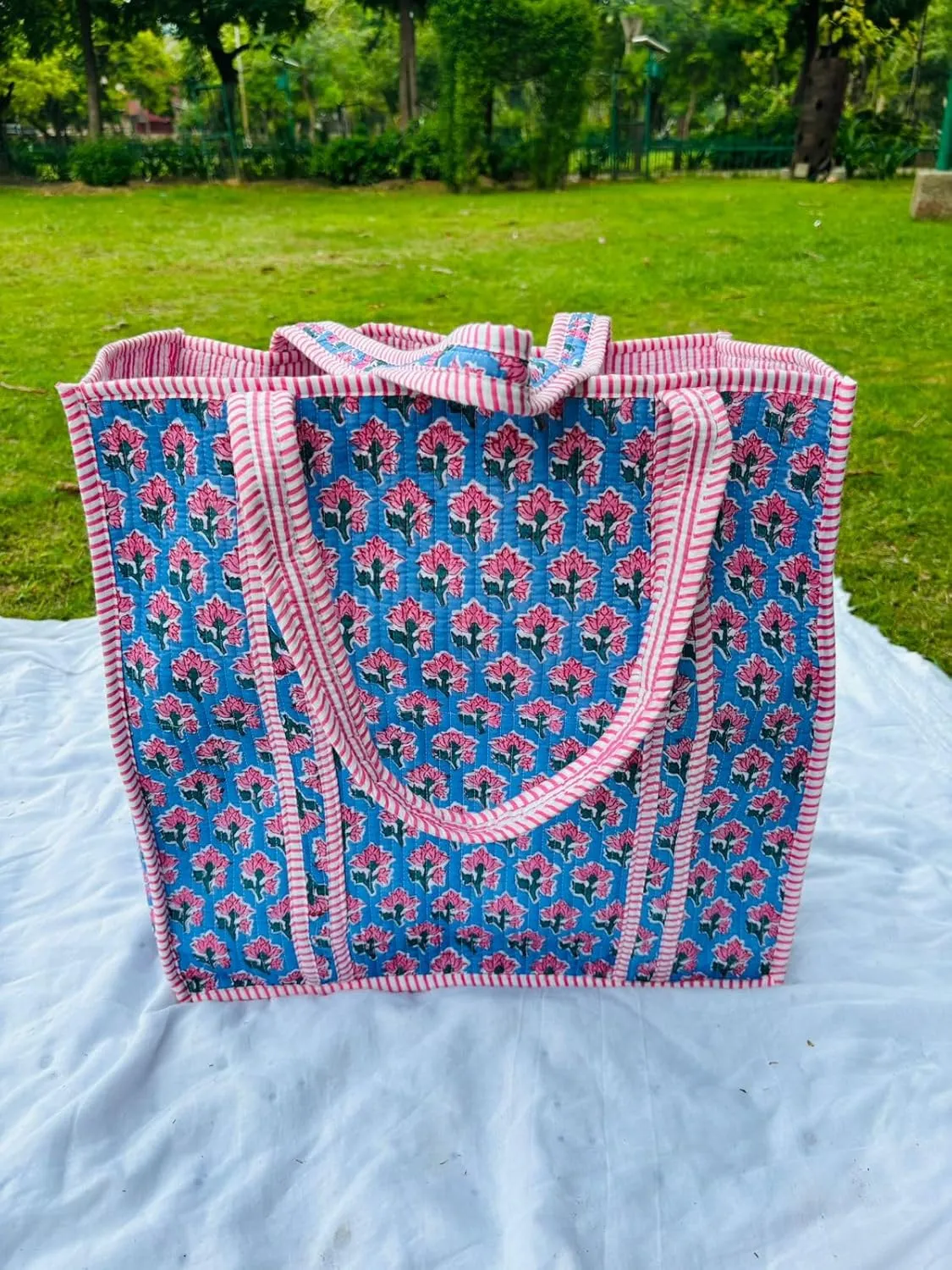 Handmade Large Tote Bag/Indian Quilted Tote Bags/Grocery Bag/Women Shopping Totes bag/Cotton Shoulder Bag