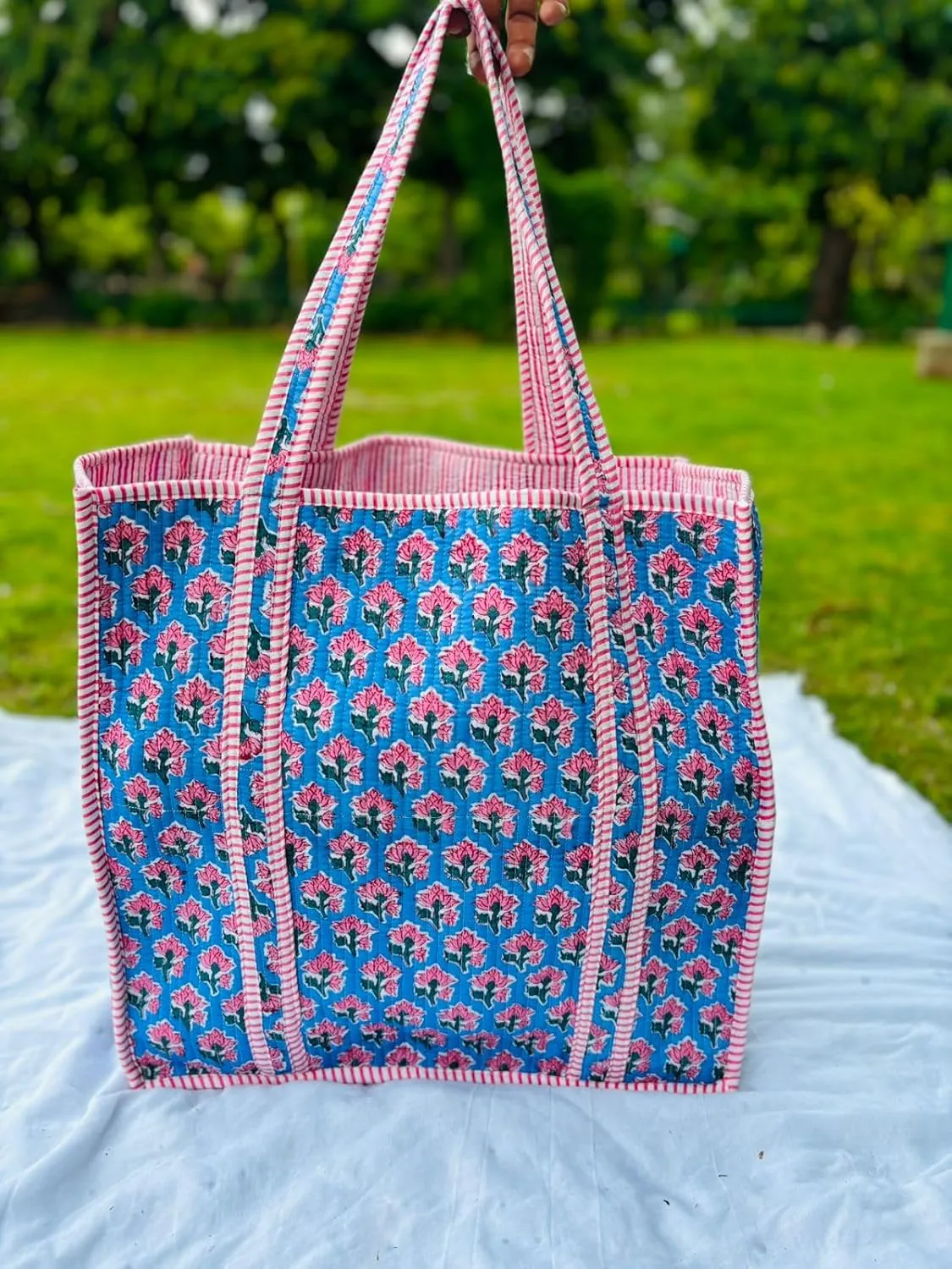 Handmade Large Tote Bag/Indian Quilted Tote Bags/Grocery Bag/Women Shopping Totes bag/Cotton Shoulder Bag