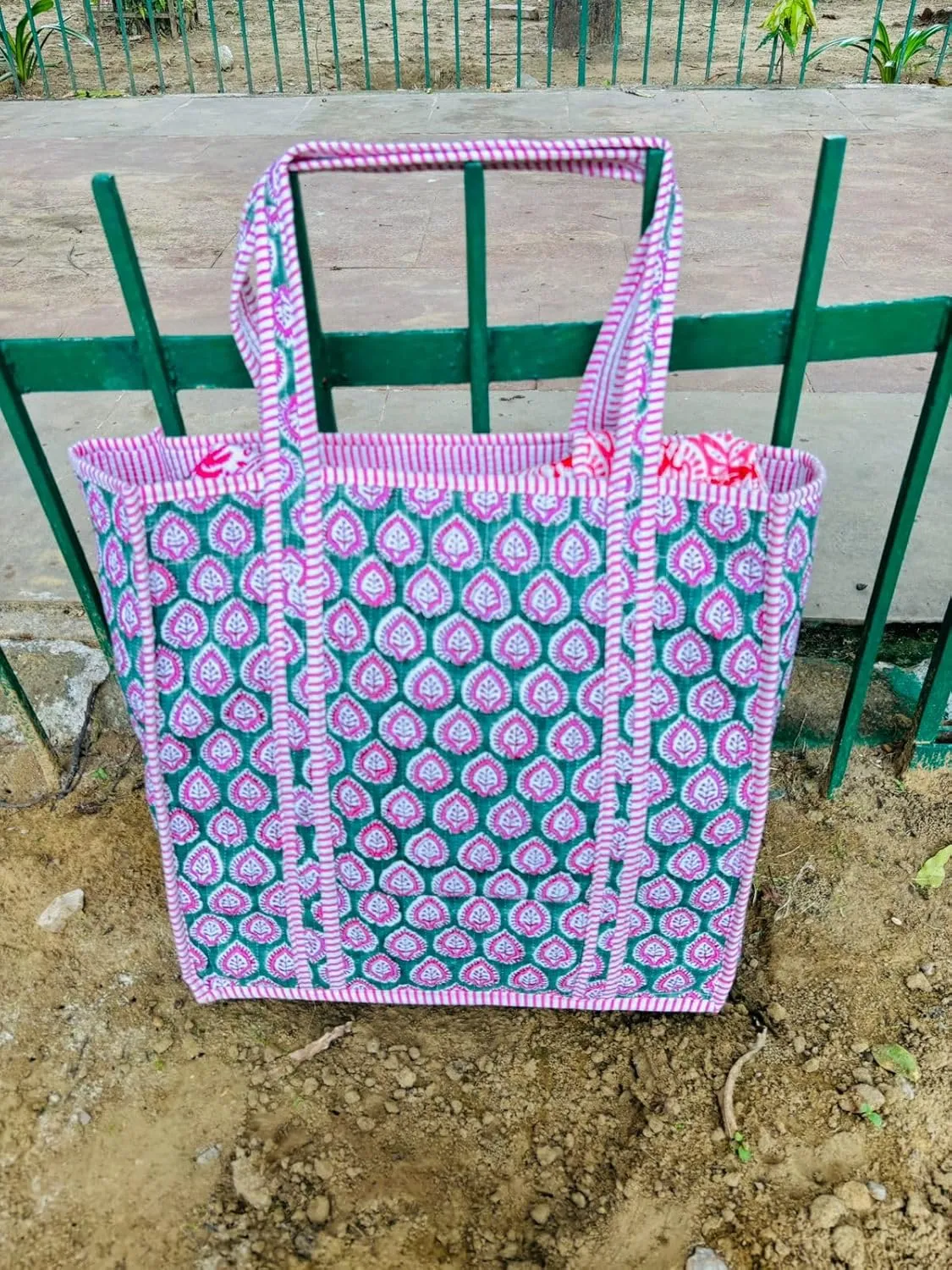 Handmade Large Tote Bag/Indian Quilted Tote Bags/Grocery Bag/Women Shopping Totes bag/Cotton Shoulder Bag