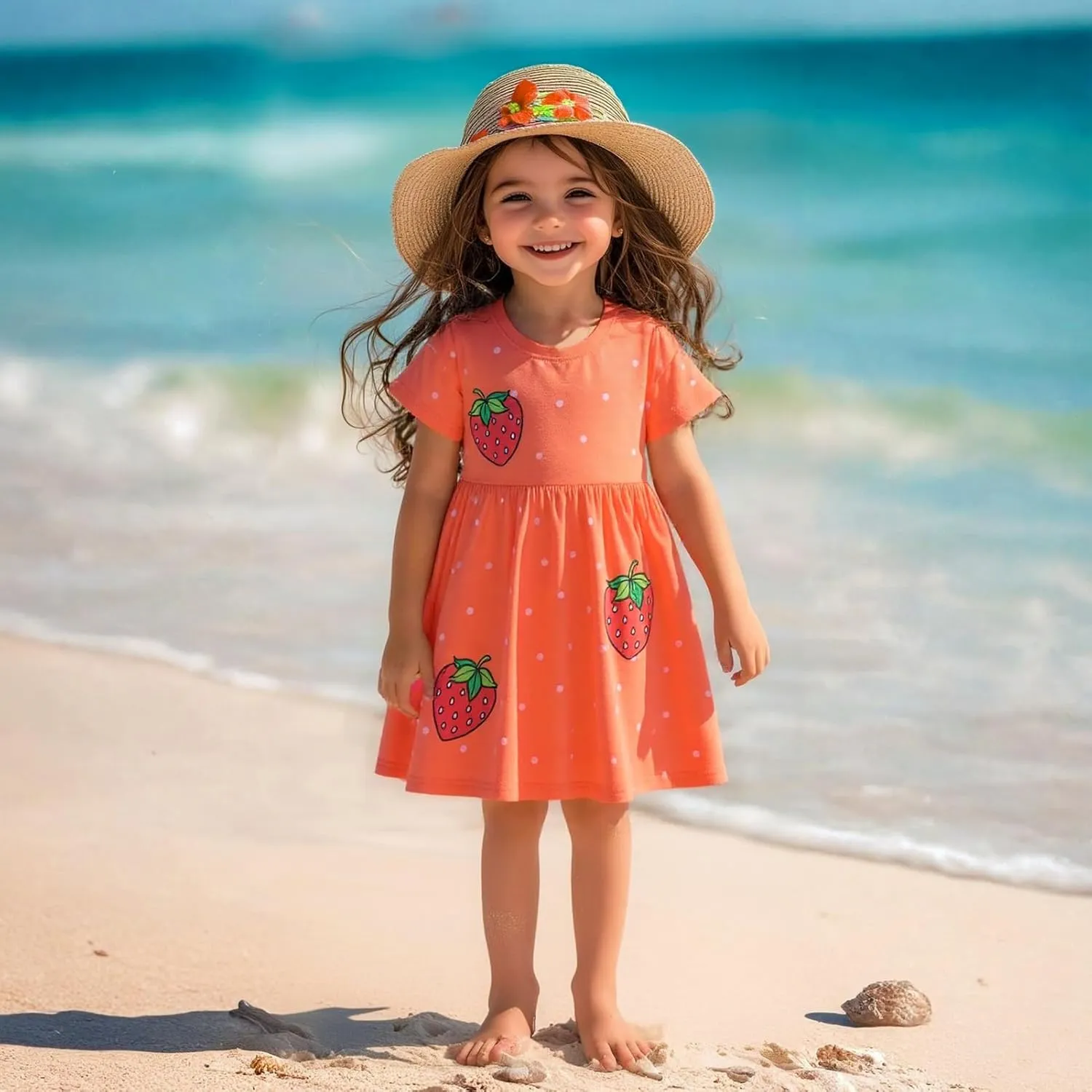 HILEELANG Girls Easter Short Sleeve Dress Spring Summer Cotton Casual Printed Jersey Shirt Dresses