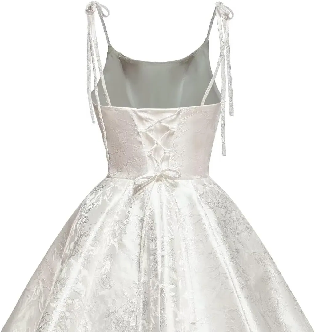 homdor Satin Prom Dresses for Women 2025 Long Spaghetti Straps Wedding Dress Embroidery A-line Formal Evening Gowns