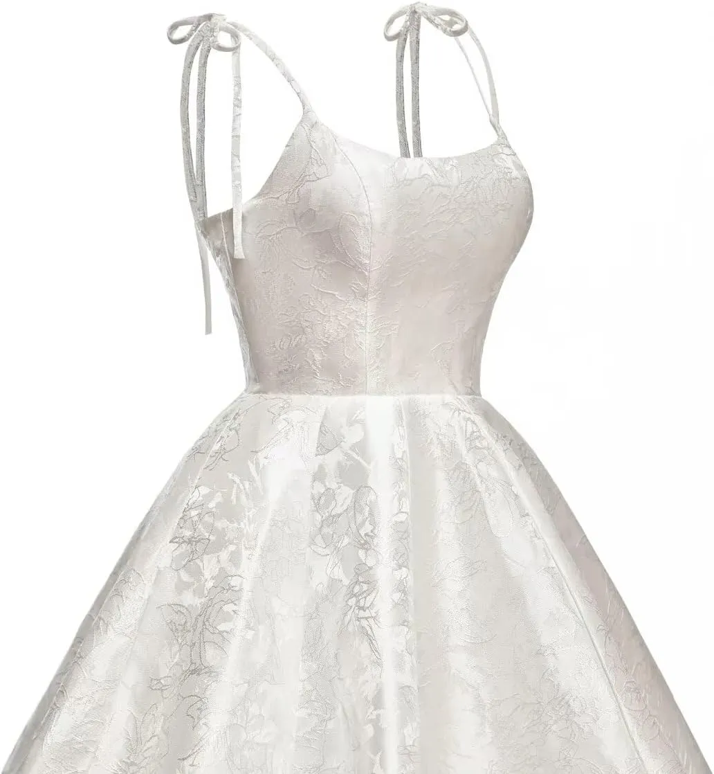 homdor Satin Prom Dresses for Women 2025 Long Spaghetti Straps Wedding Dress Embroidery A-line Formal Evening Gowns