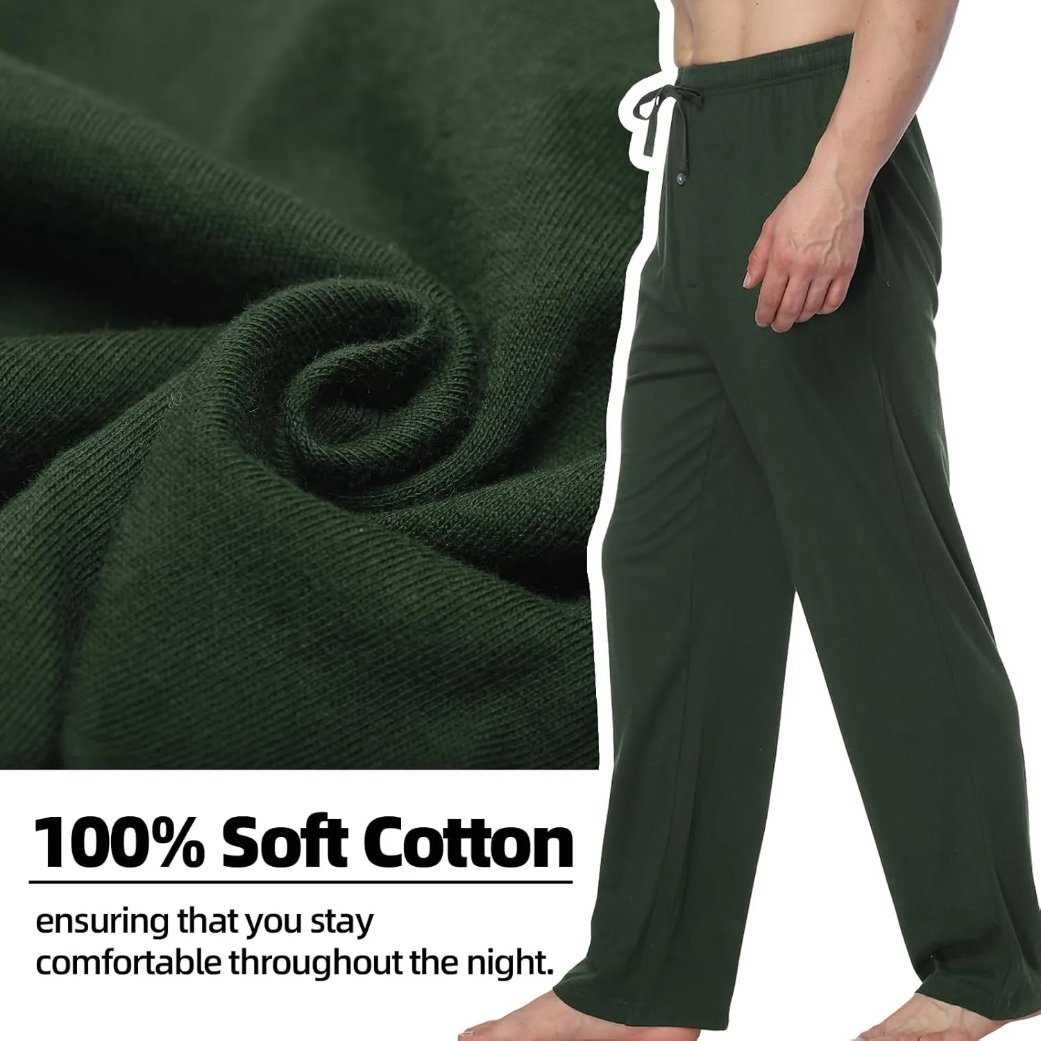 HomyComy Men's Pajama Pants Soft Sleep Pants Pajama Bottoms Cotton Lounge Pants with Pockets
