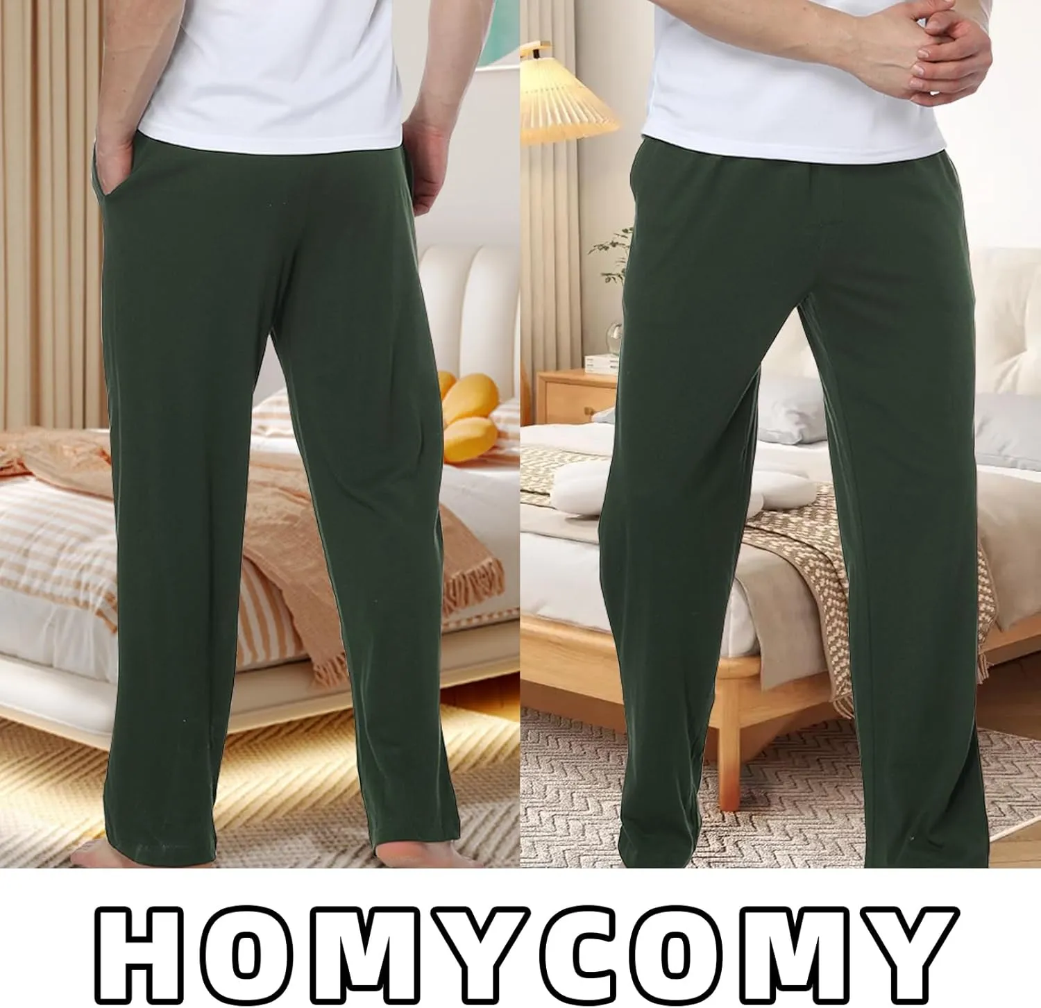 HomyComy Men's Pajama Pants Soft Sleep Pants Pajama Bottoms Cotton Lounge Pants with Pockets