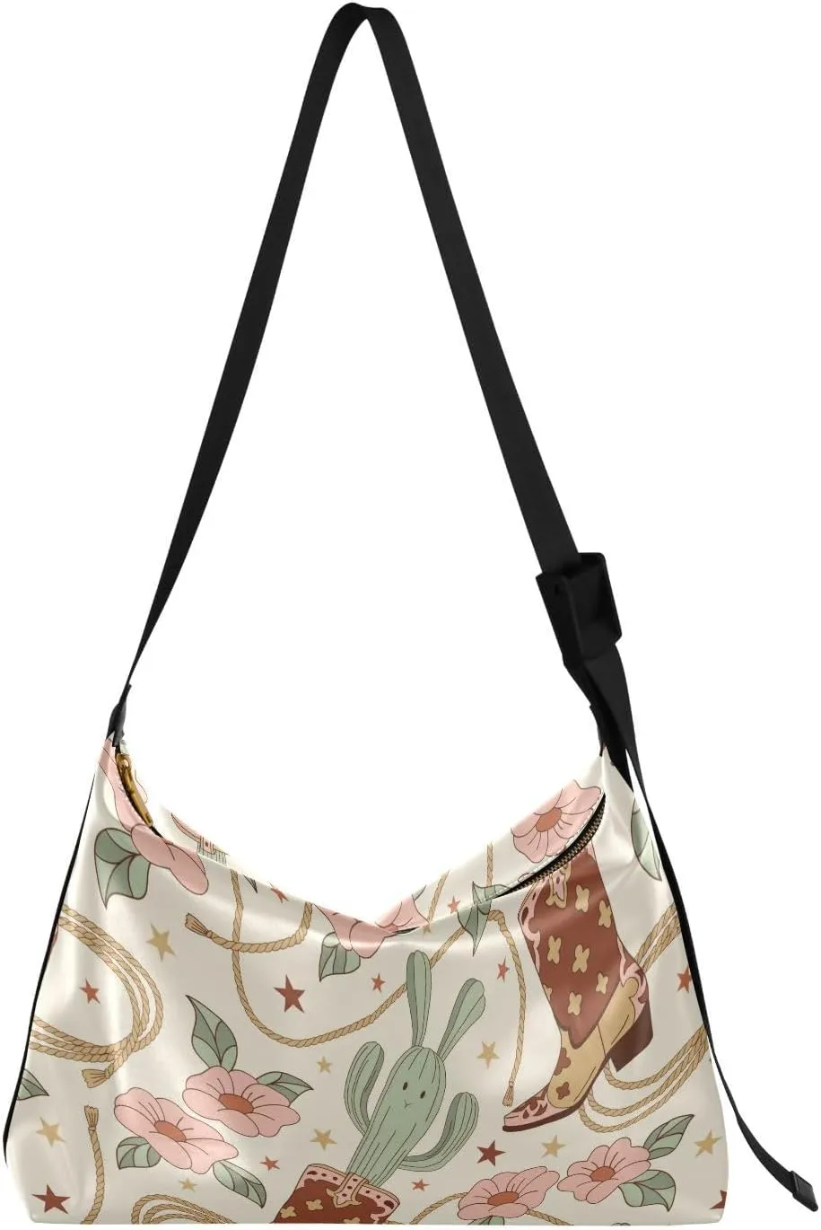 Howdy Bunny Cactus Hobo Crossbody Bags for Women Leather Large Shoulder Bag Cross Body Cowboy Boots Trendy Womens Tote Bags Handbag for Travel Shopping