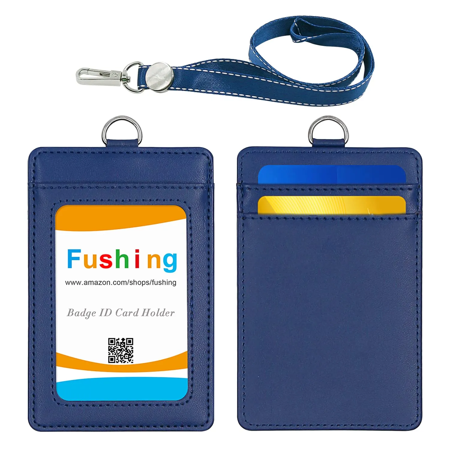 ID Card Holder Rubber Back Blue