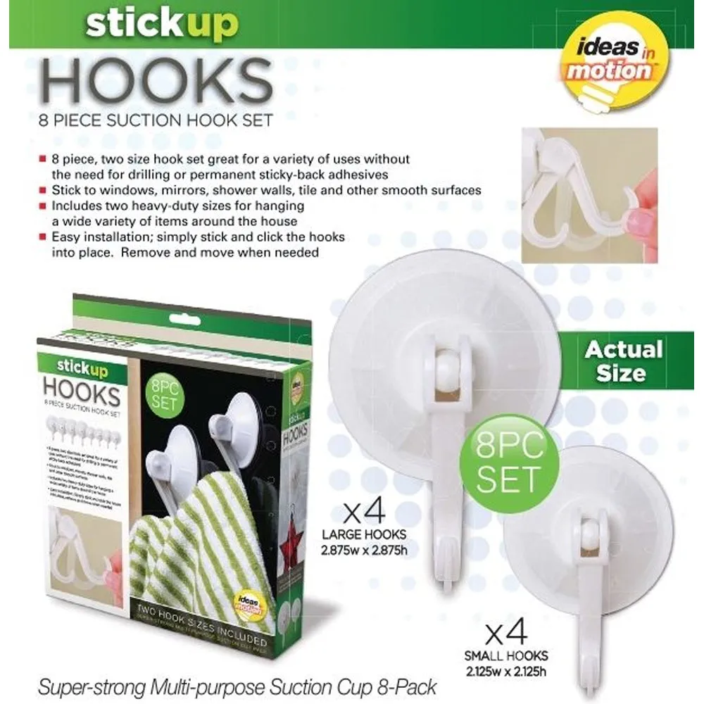 Ideas in Motion 8 Piece Stick Up Suction Hook Set