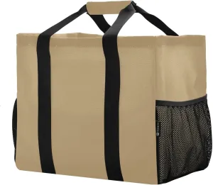 JUNZAN Flax Utility Bags And Totes Foldable Beach Tote Sandproof Groceries Reusable Bags with Handles Laundry Bag