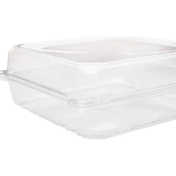 Karat 9''x9'' PET Plastic Hinged Containers, Clear - 200 pcs