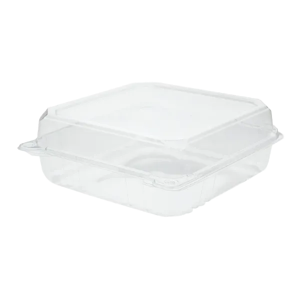 Karat 9''x9'' PET Plastic Hinged Containers, Clear - 200 pcs