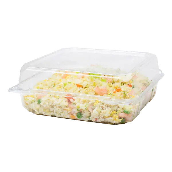 Karat 9''x9'' PET Plastic Hinged Containers, Clear - 200 pcs
