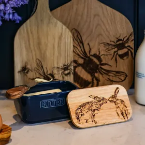 Kissing Hares Butter Dish - Blue