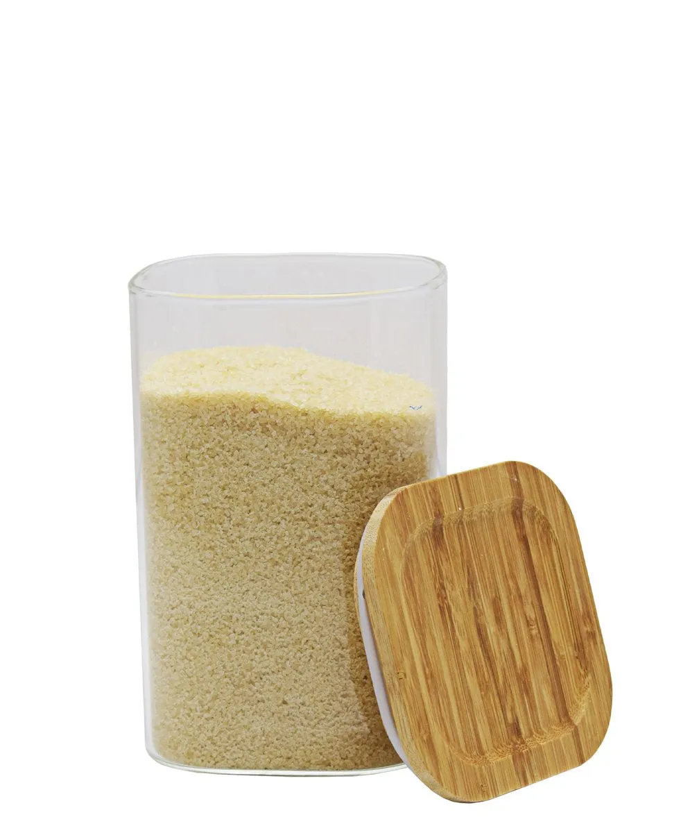 Kitchen Life Borosilicate 3 Piece Square Canister With Bamboo Lid - Clear