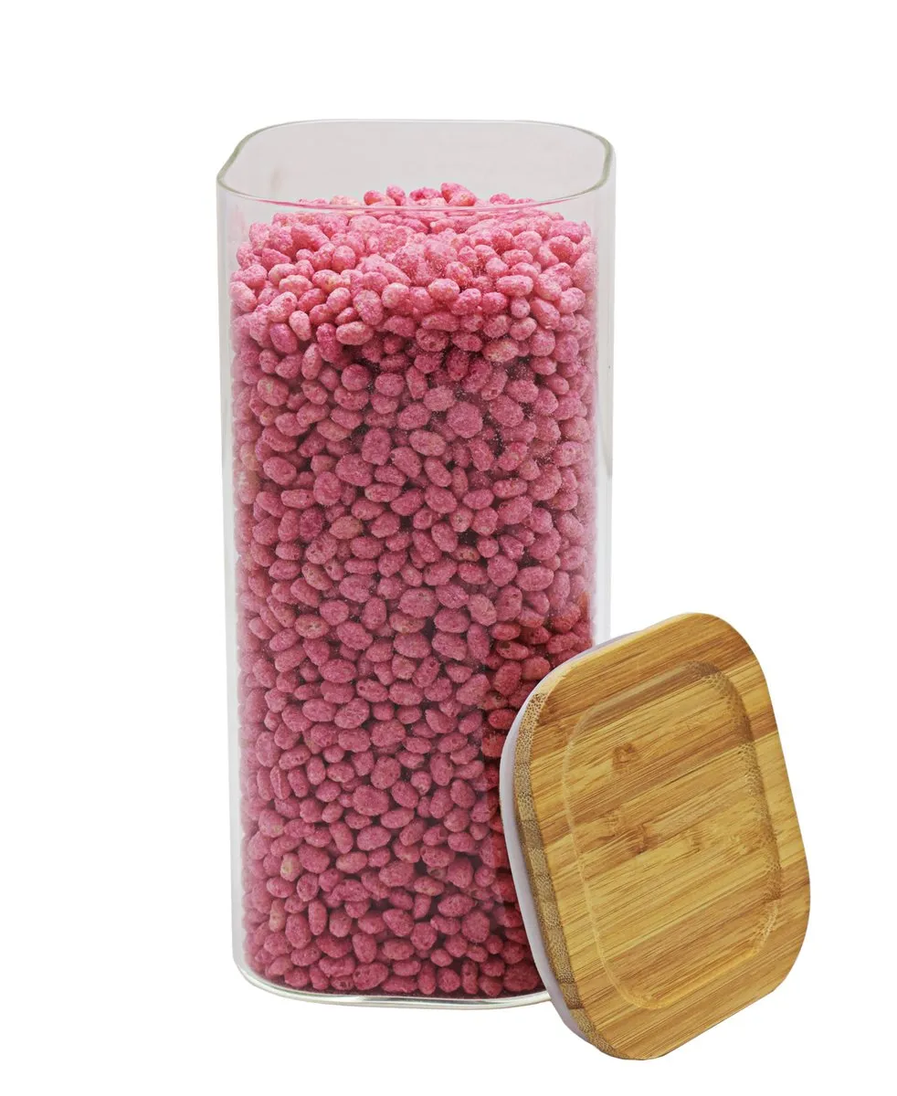 Kitchen Life Borosilicate 3 Piece Square Canister With Bamboo Lid - Clear