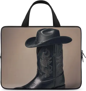 Laptop Case Sleeve Shockproof Computer Carrying Bag Cowboy Black Hat Western Boots Laptop Bag Tote Lightweight Notebook Case Cover Traveling Briefcase Handle Bags for Travel Business 12inch