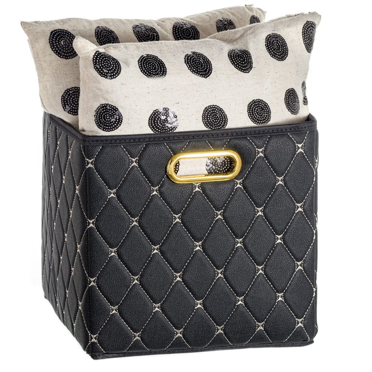 Leather Basket, Black (Wholesale)