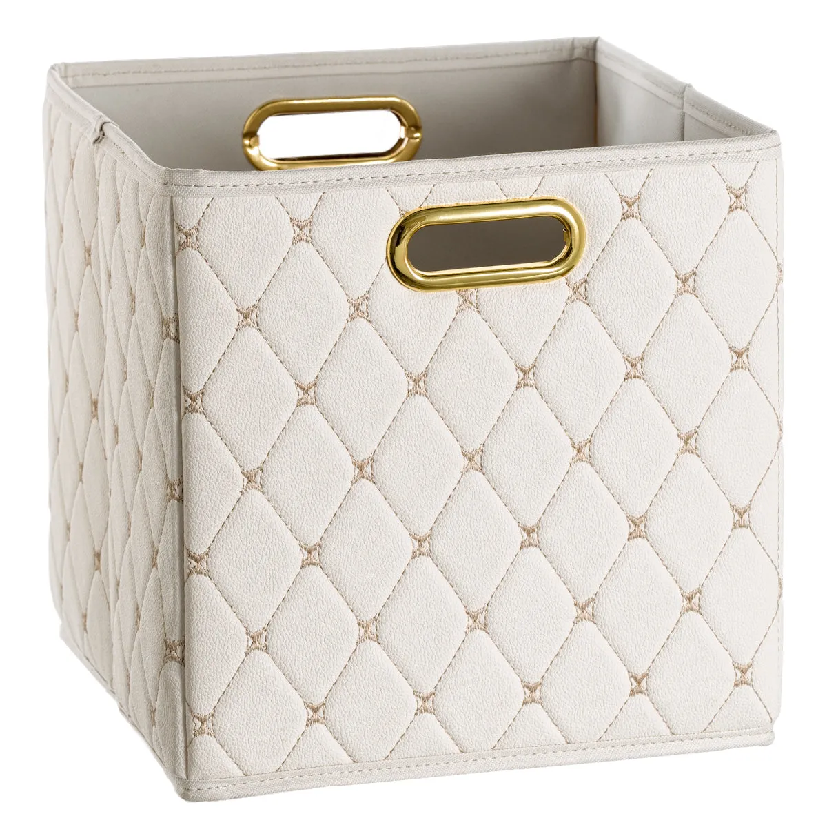 Leather Basket, Off-white