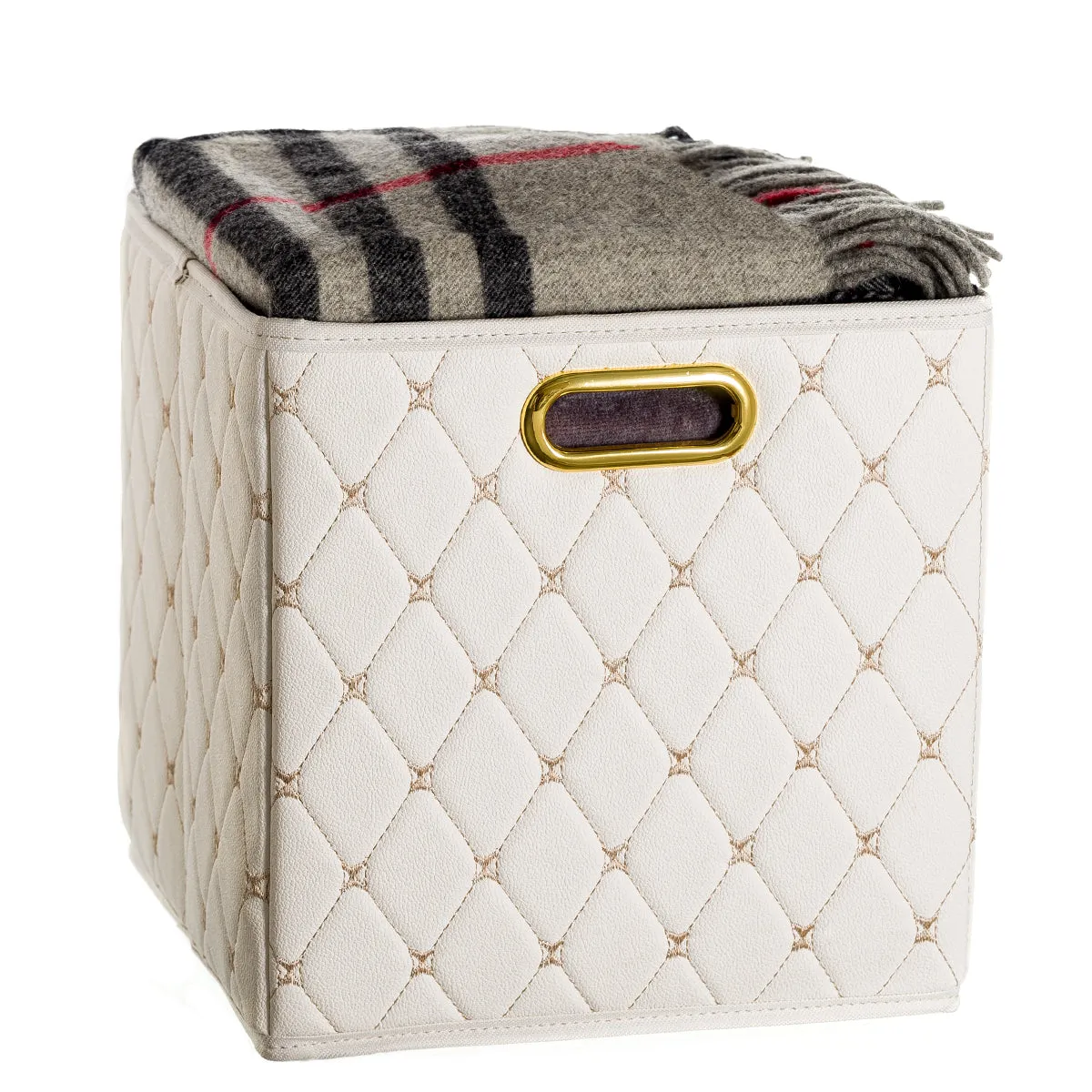 Leather Basket, Off-white