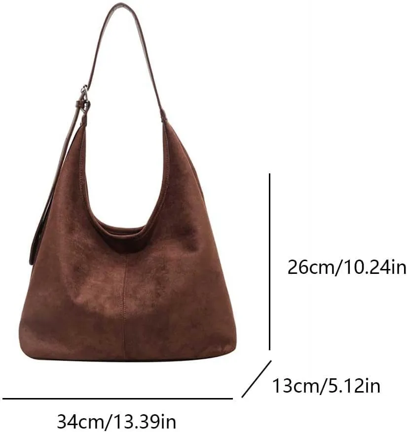Leather Hobo Bags for Women Brown Purses Suede Purse Slouchy Tote Bag Suede Tote Bag Fall Purses Handbag,B