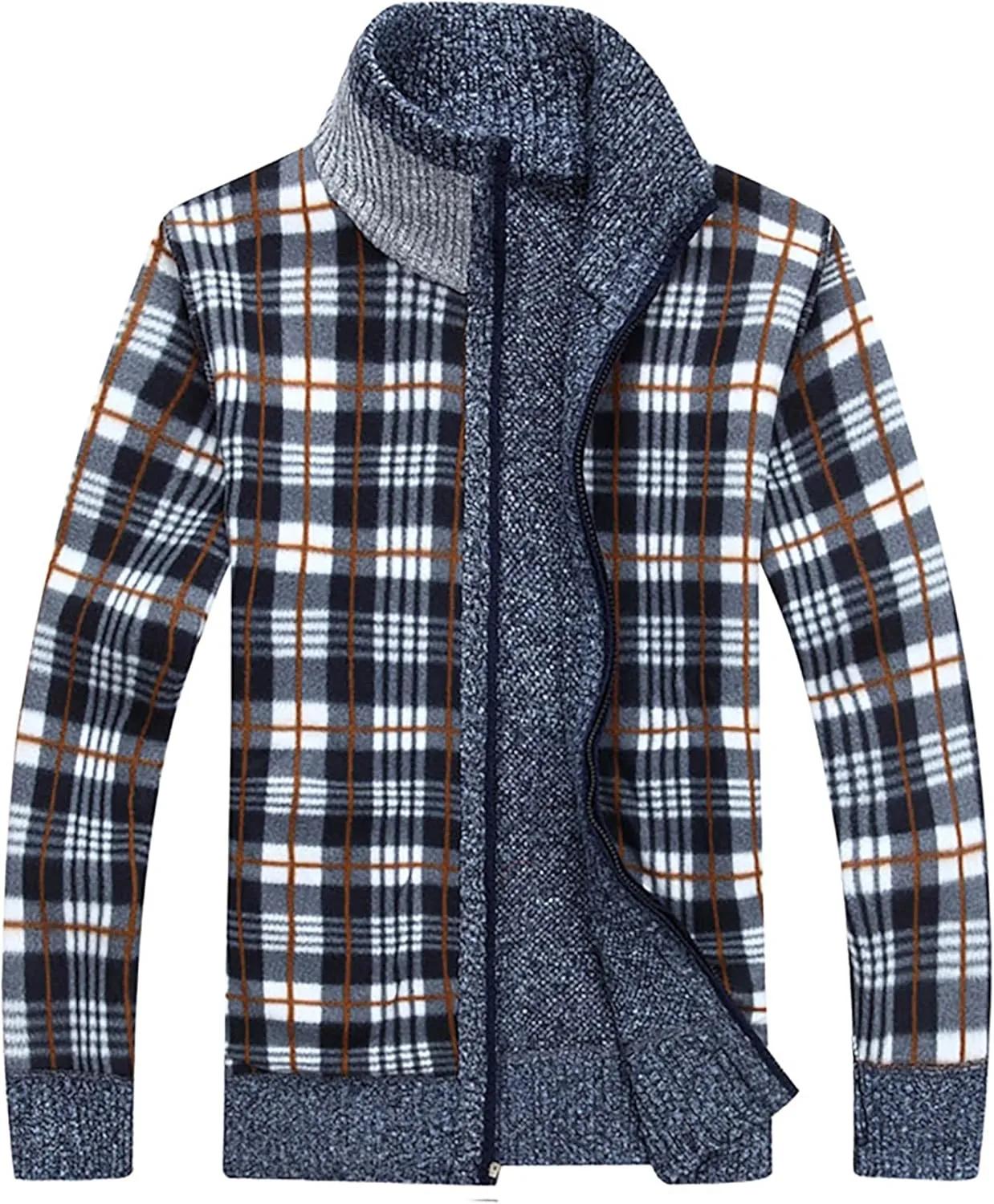 LemonGirl Mens Casual Slim Full Zip Knitted Cardigan Sweater with Pocked