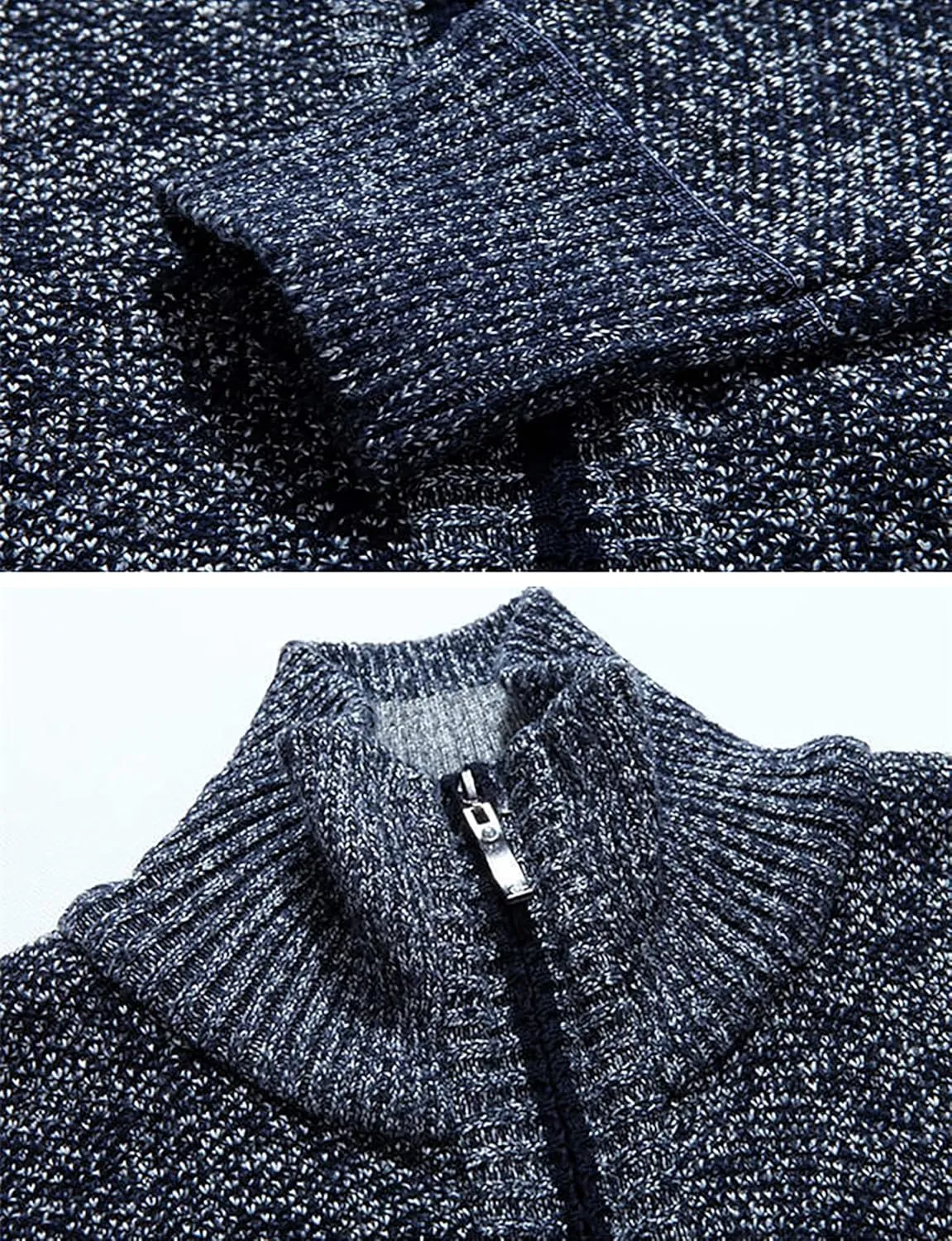 LemonGirl Mens Casual Slim Full Zip Knitted Cardigan Sweater with Pocked