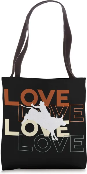 Love Rodeo Cowboy Wild West Horseman Lasso Saddle Boots Tote Bag