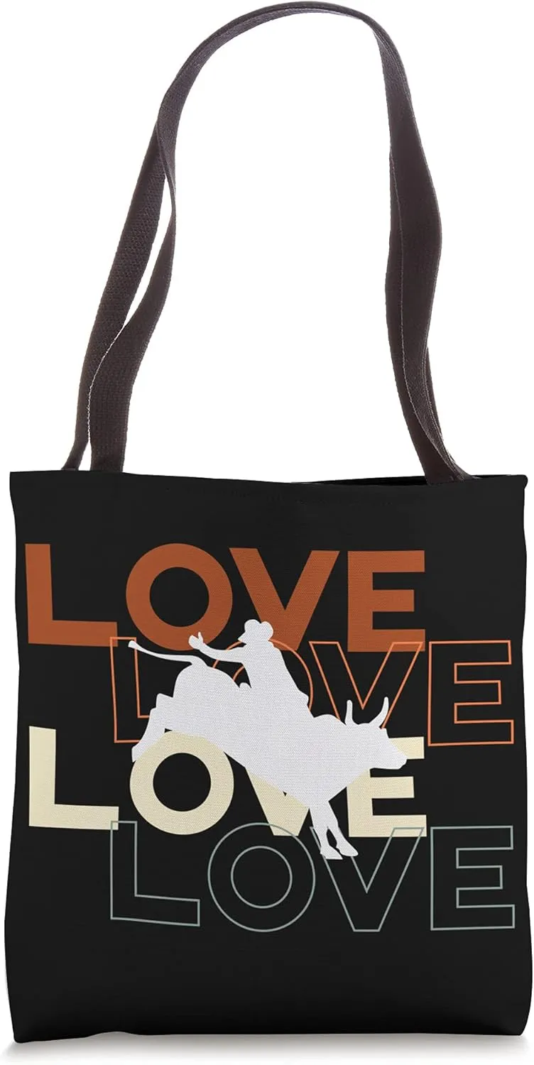 Love Rodeo Cowboy Wild West Horseman Lasso Saddle Boots Tote Bag