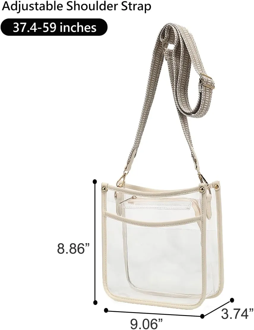 LOXOMU Clear Crossbody Bag Stadium Approved - Clear Purses for Women with Adjustable Strap Clear Shoulder Bag for Concerts
