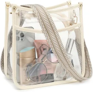 LOXOMU Clear Crossbody Bag Stadium Approved - Clear Purses for Women with Adjustable Strap Clear Shoulder Bag for Concerts