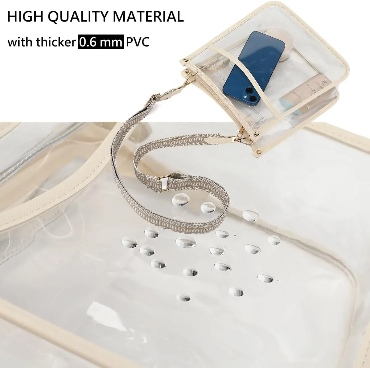 LOXOMU Clear Crossbody Bag Stadium Approved - Clear Purses for Women with Adjustable Strap Clear Shoulder Bag for Concerts