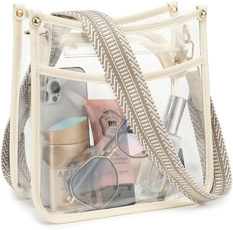 LOXOMU Clear Crossbody Bag Stadium Approved - Clear Purses for Women with Adjustable Strap Clear Shoulder Bag for Concerts