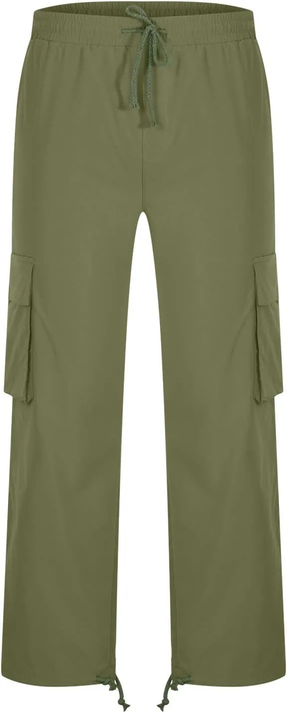 Men Cargo Sweatpants Loose Casual Work Pants Joggers Open Bottom Drawstring Cargos Athletic Cotton Straight Sweat Pant