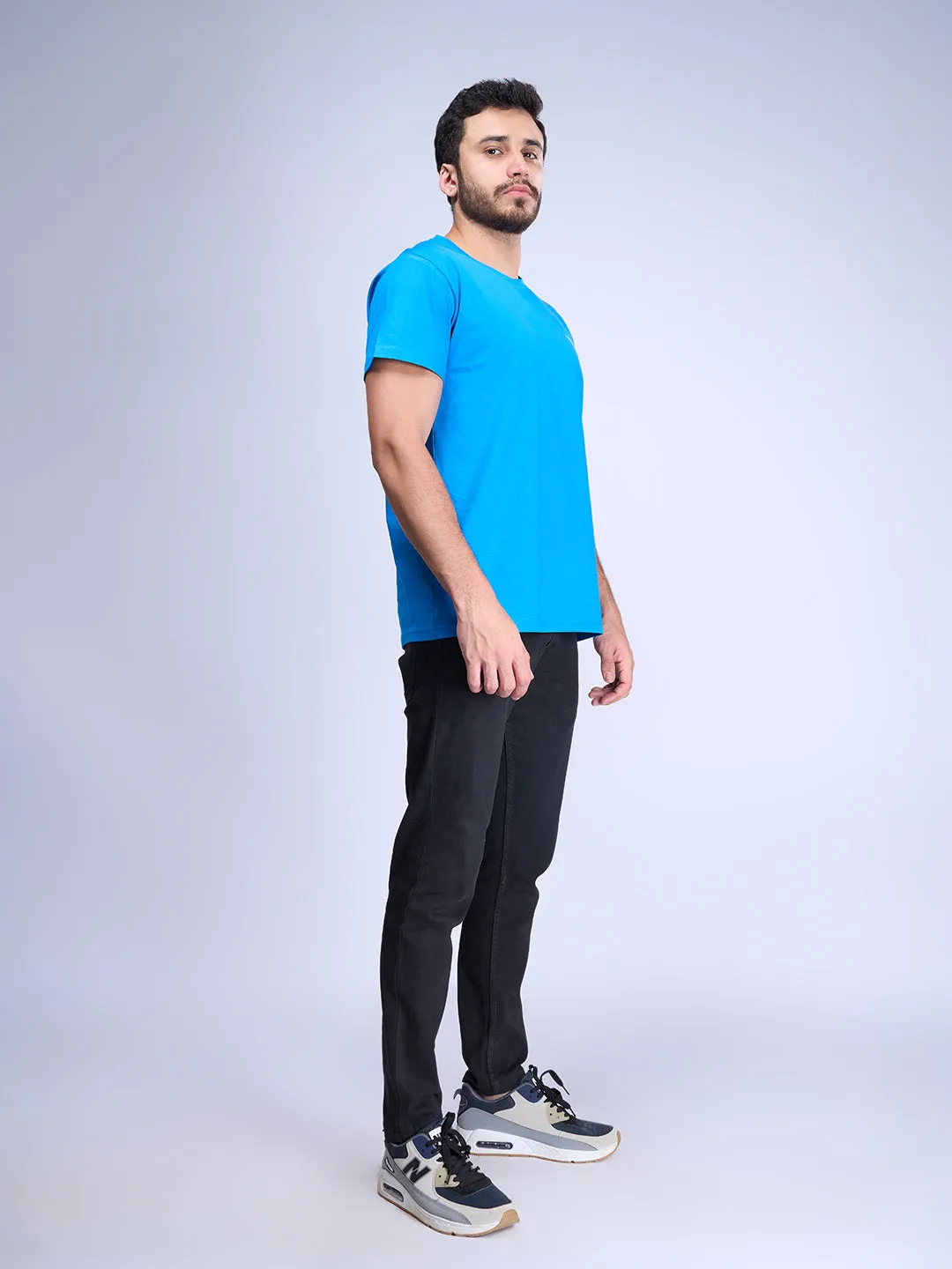 Men Cotton Blue Half Sleeves Expert Tee ET18