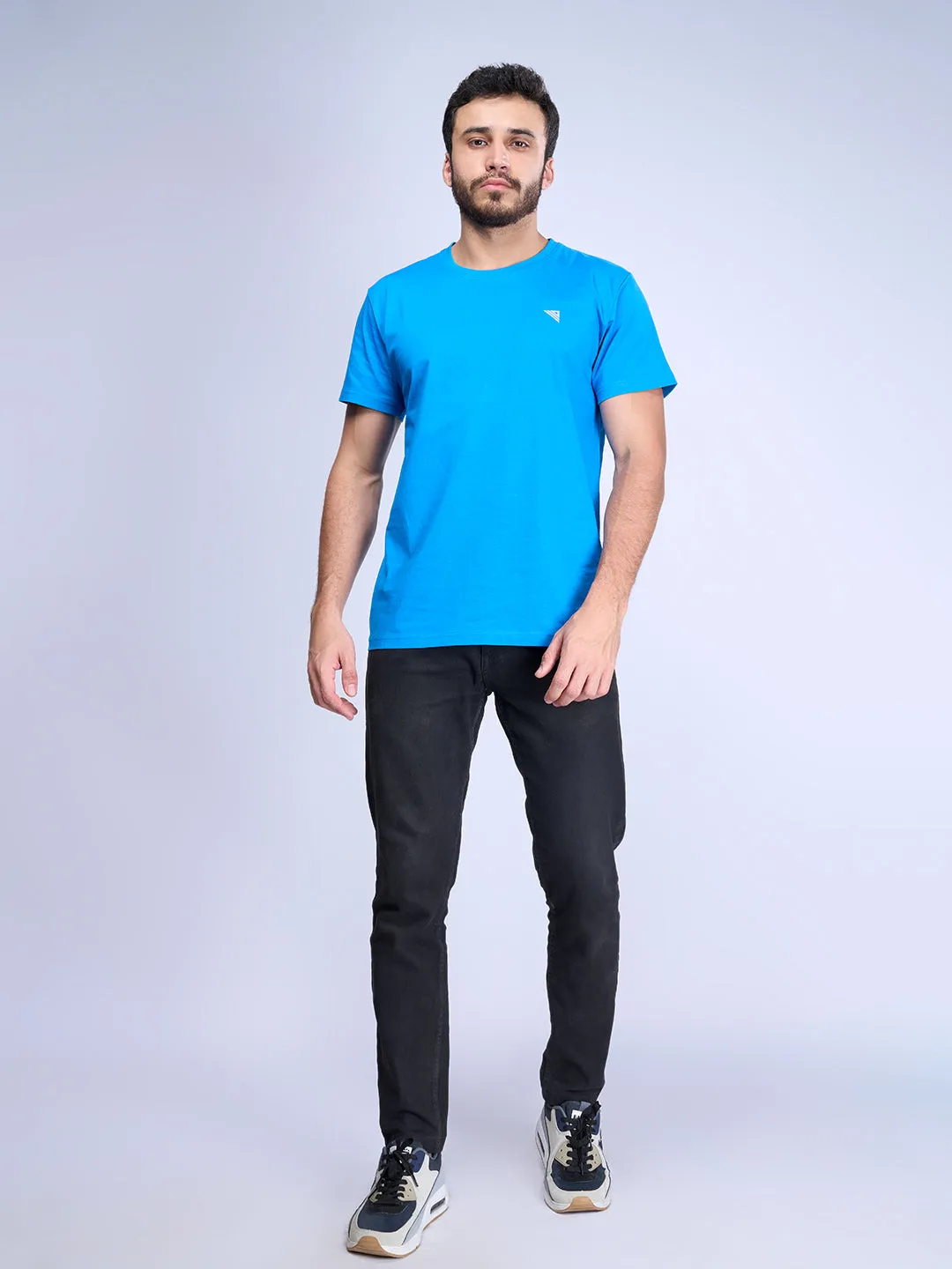 Men Cotton Blue Half Sleeves Expert Tee ET18