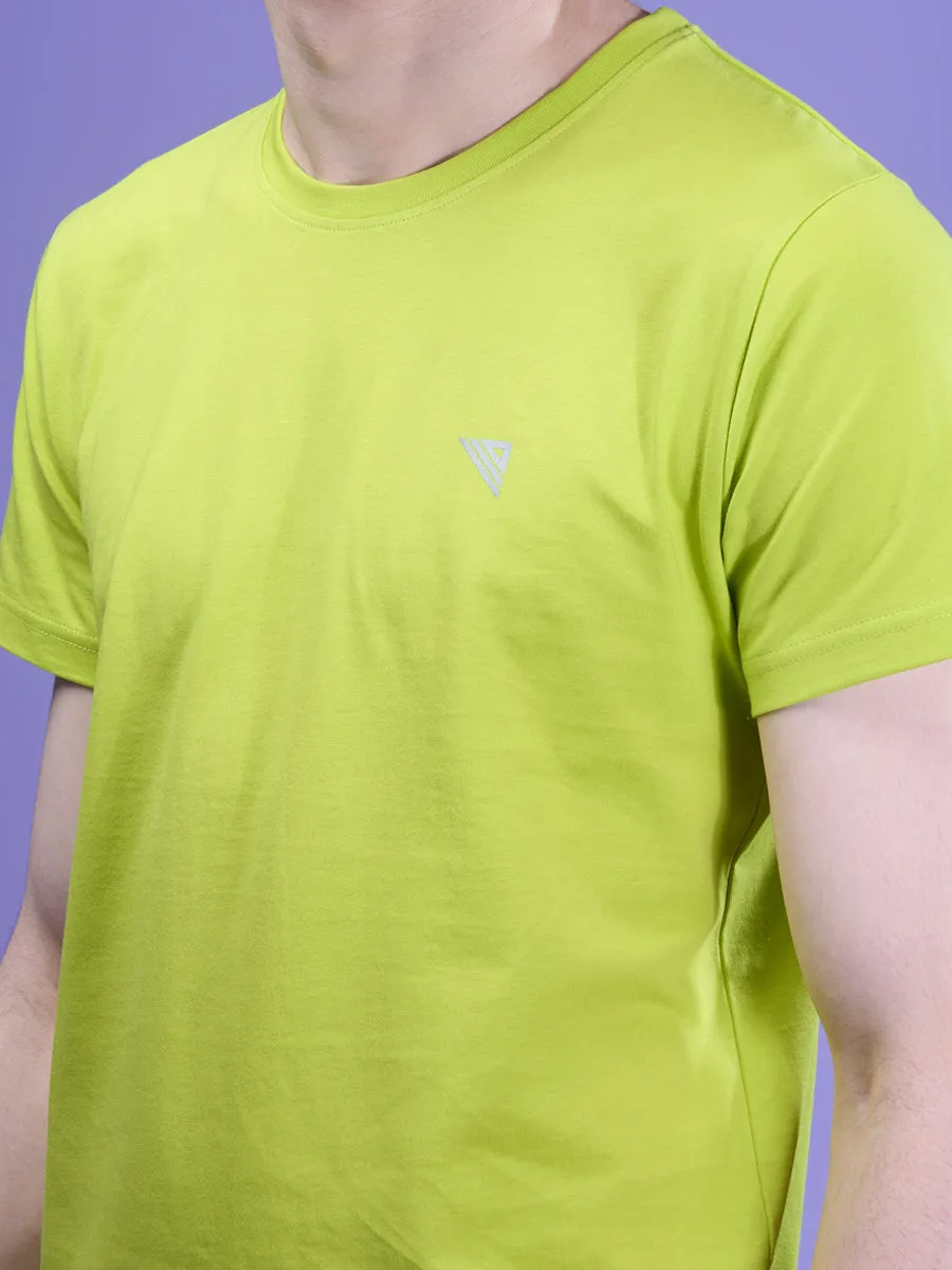 Men Cotton Lime Green Half Sleeves Expert Tee ET17