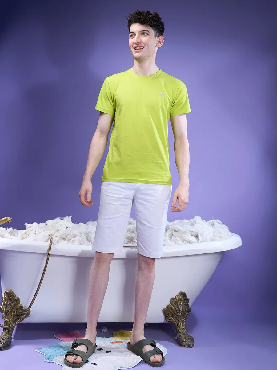 Men Cotton Lime Green Half Sleeves Expert Tee ET17