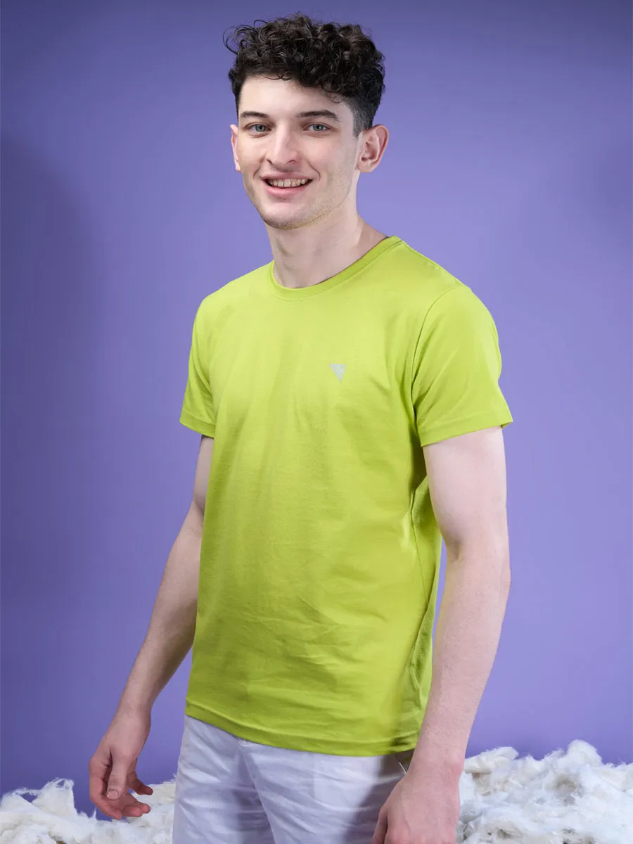 Men Cotton Lime Green Half Sleeves Expert Tee ET17