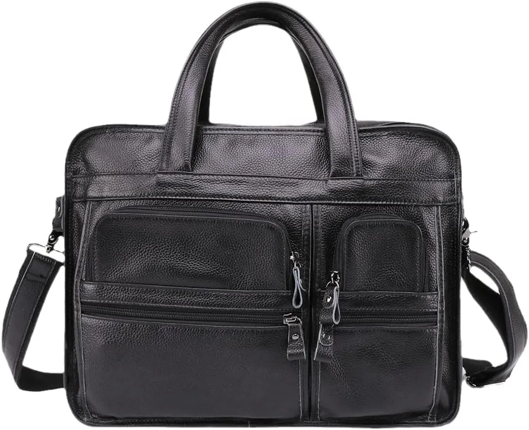 Men Genuine Leather Briefcase Laptop Casual Business Tote Shoulder Crossbody Bag Handbags Large Travel Bag