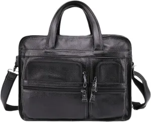 Men Genuine Leather Briefcase Laptop Casual Business Tote Shoulder Crossbody Bag Handbags Large Travel Bag
